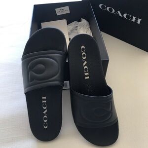 Coach Black Slide Sandals